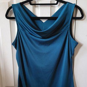 Size Small Teal Sleeveless Drape Neck Shirt